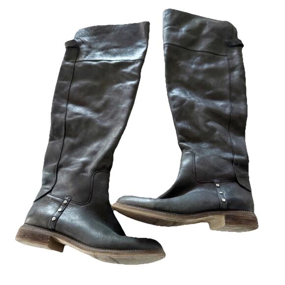 Franco Sarto Roselle Black Leather Knee High Tall Riding Boot Sz 9.5 *READ - Picture 1 of 8